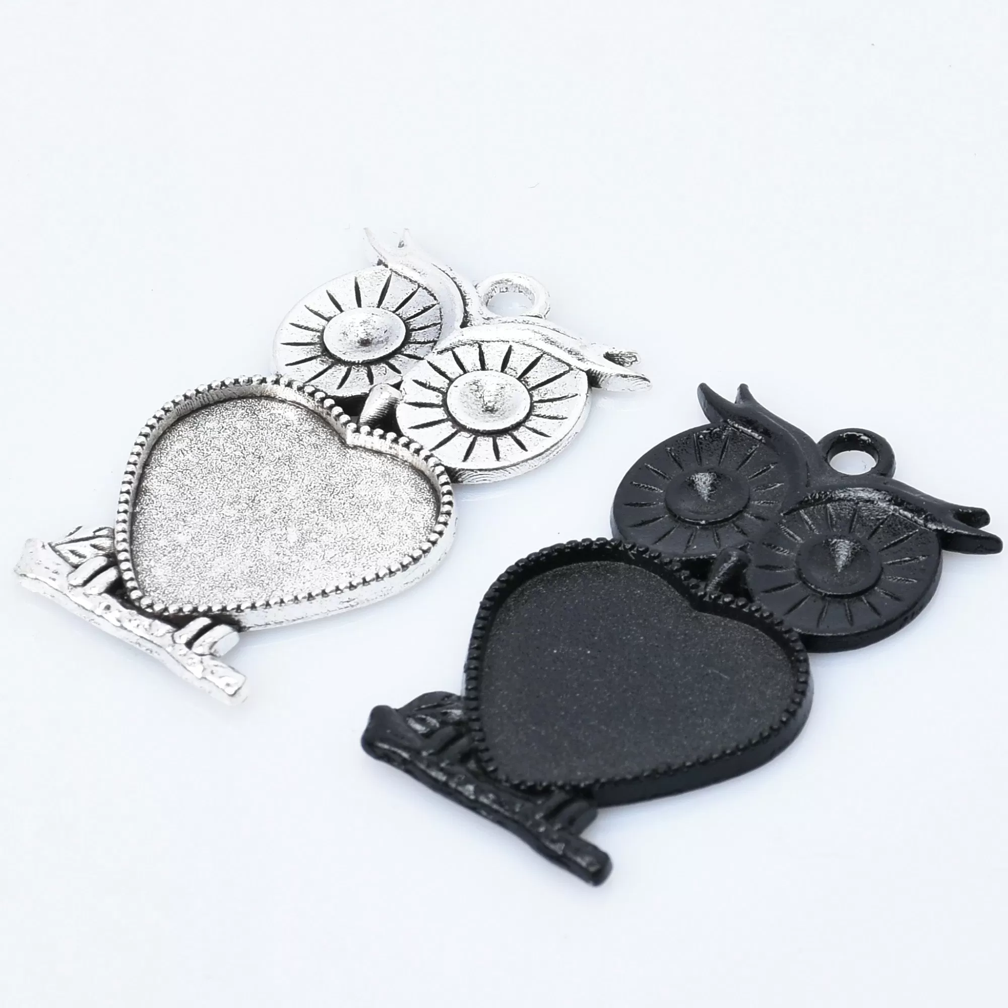 Owl Blank Bezel Pendant Trays alloy Owl Pendant Setting fit 20mm Heart Cabochon DIY Jewelry accessories 10pcs 102944