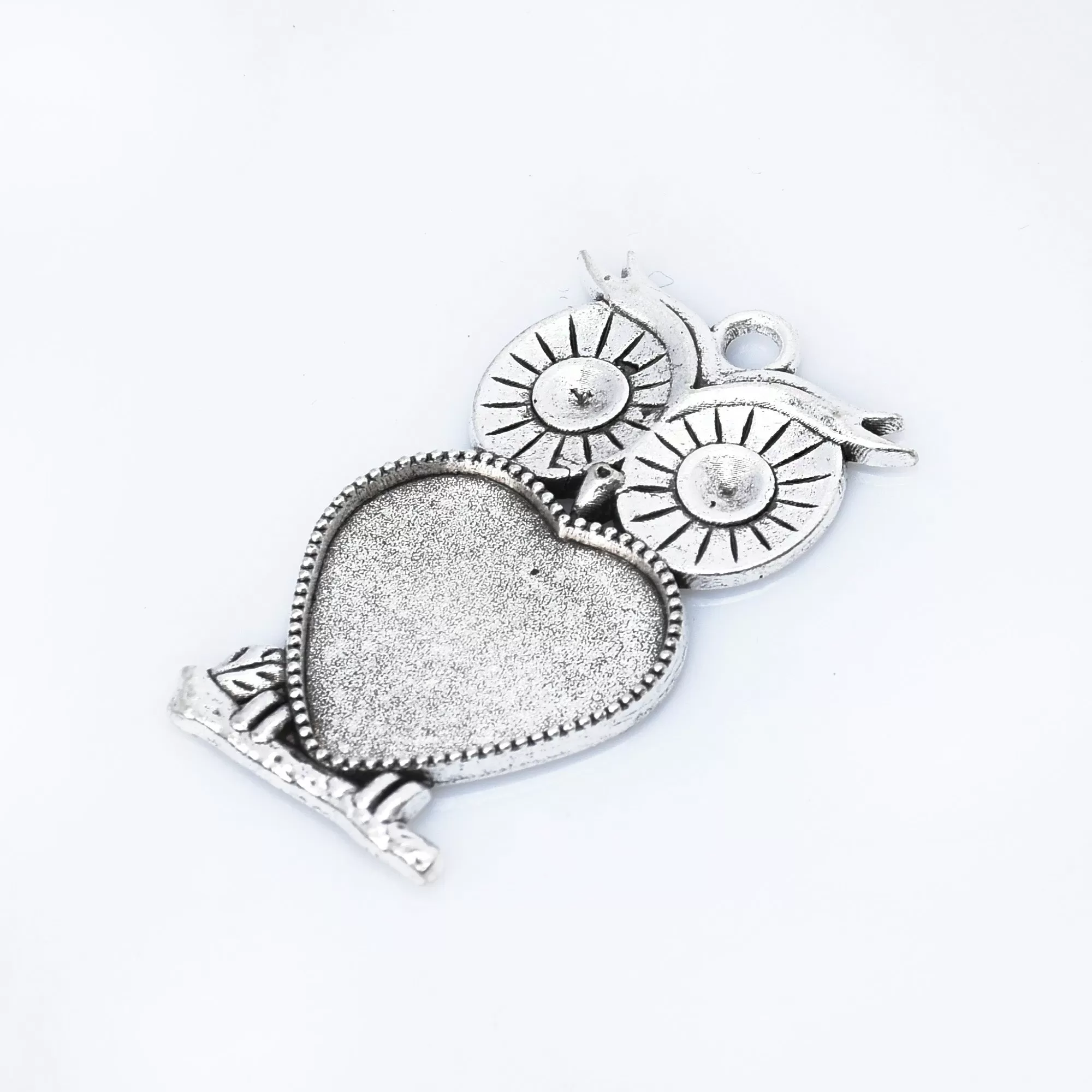 Owl Blank Bezel Pendant Trays alloy Owl Pendant Setting fit 20mm Heart Cabochon DIY Jewelry accessories 10pcs 102944