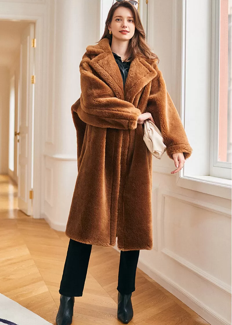 Ronica Wool Fur Two Button Teddy Coat