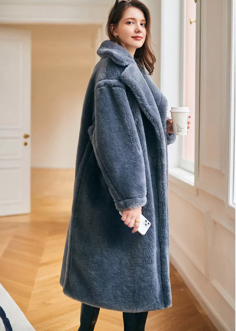 Ronica Wool Fur Two Button Teddy Coat