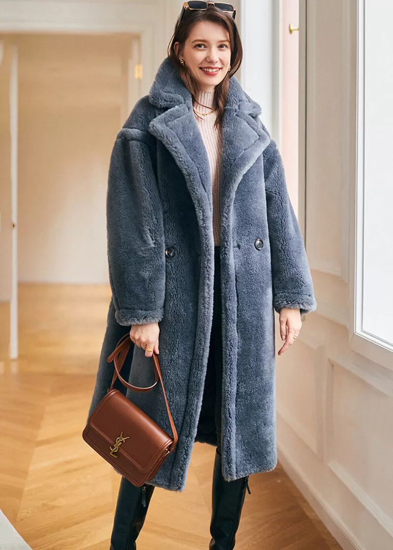 Ronica Wool Fur Two Button Teddy Coat