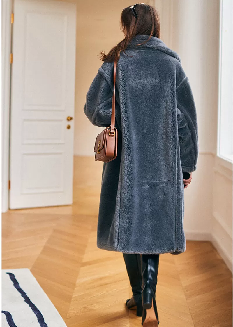 Ronica Wool Fur Two Button Teddy Coat