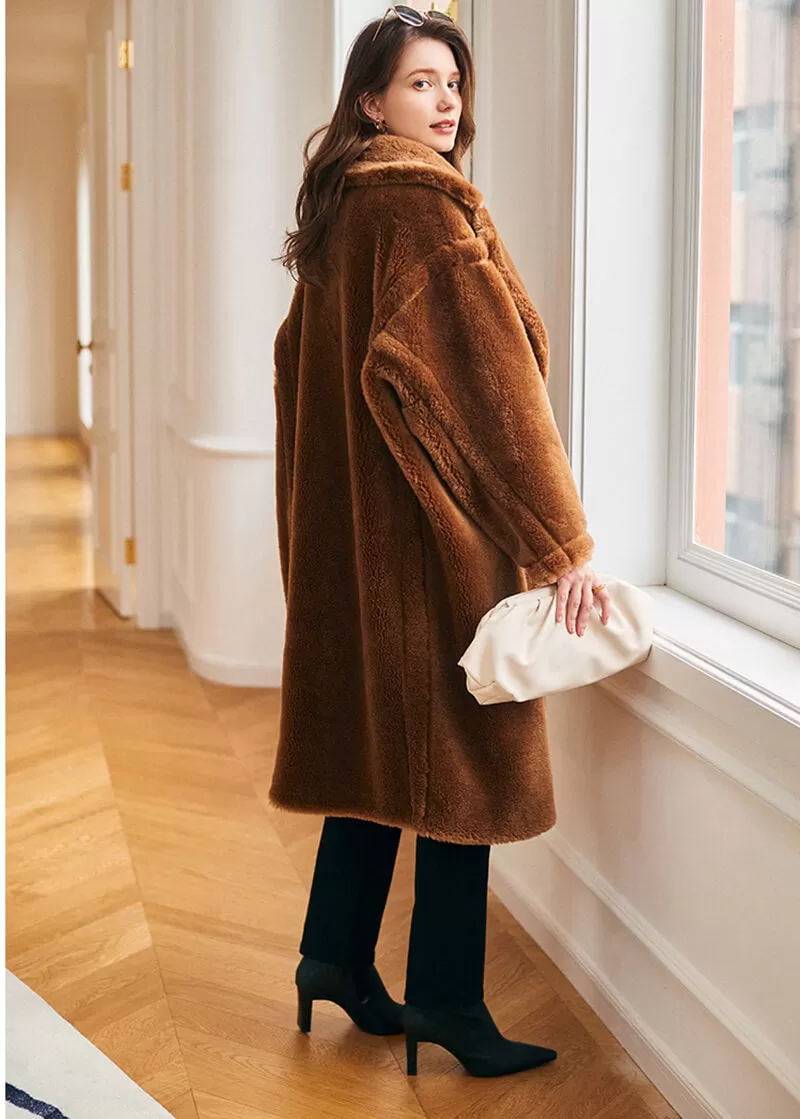 Ronica Wool Fur Two Button Teddy Coat