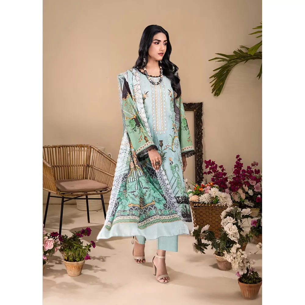 Ruby Lawn Printed Embroidered Unstitched 3Pcs Suit - 4