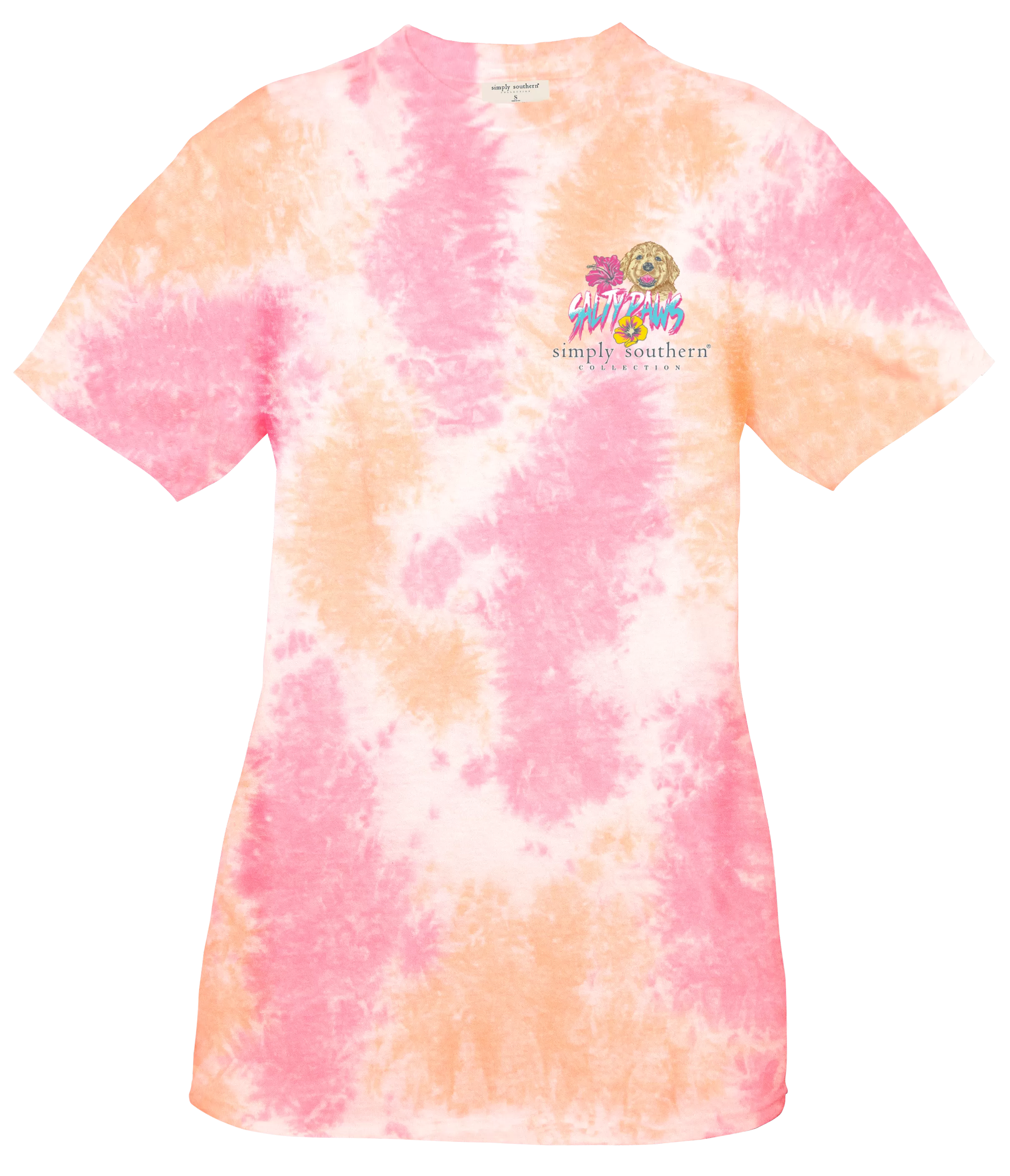 'Salty Paws, Sweet Kisses' Short Sleeve Tie Dye Tee by Simply Southern