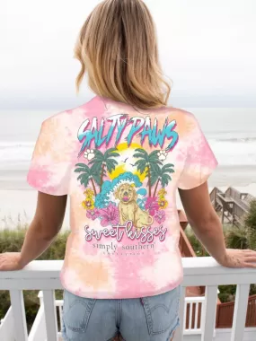 'Salty Paws, Sweet Kisses' Short Sleeve Tie Dye Tee by Simply Southern