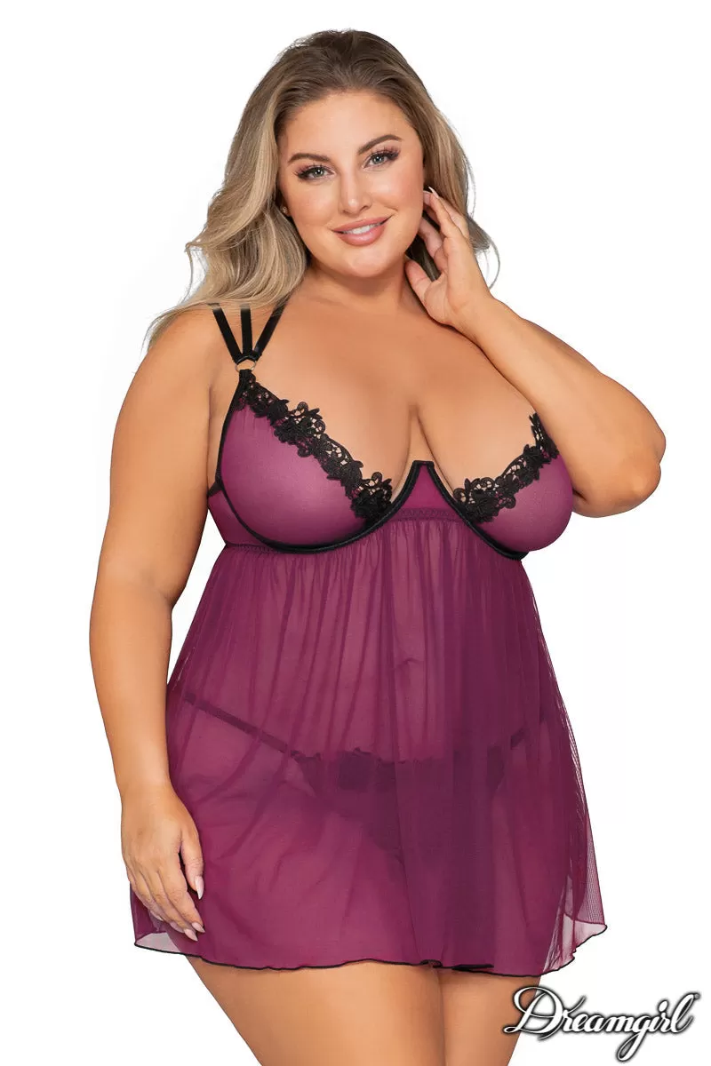 Sheer Mesh Venice Lace Babydoll