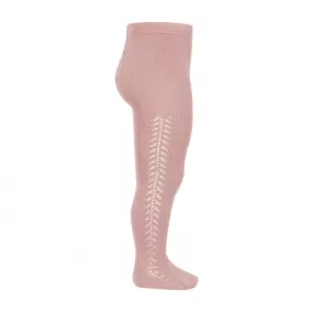 Side openwork warm tights PALE PINK