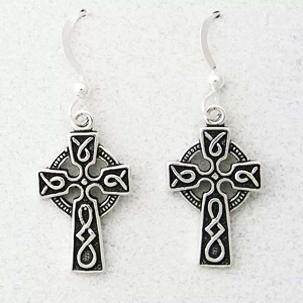 Sterling Silver Celtic Cross Knotwork Earrings Solid Sterling Silver Celtic Cross Earrings