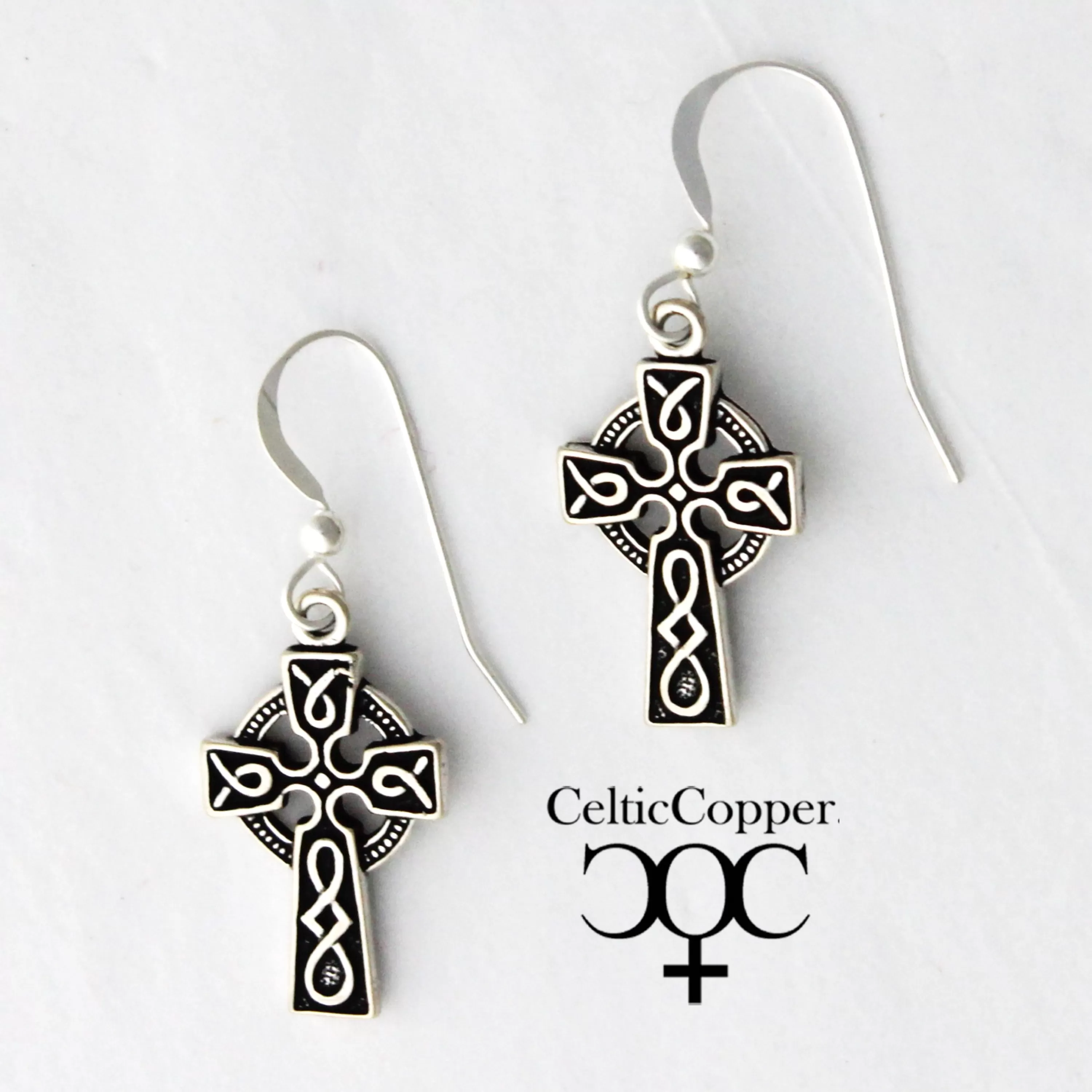 Sterling Silver Celtic Cross Knotwork Earrings Solid Sterling Silver Celtic Cross Earrings