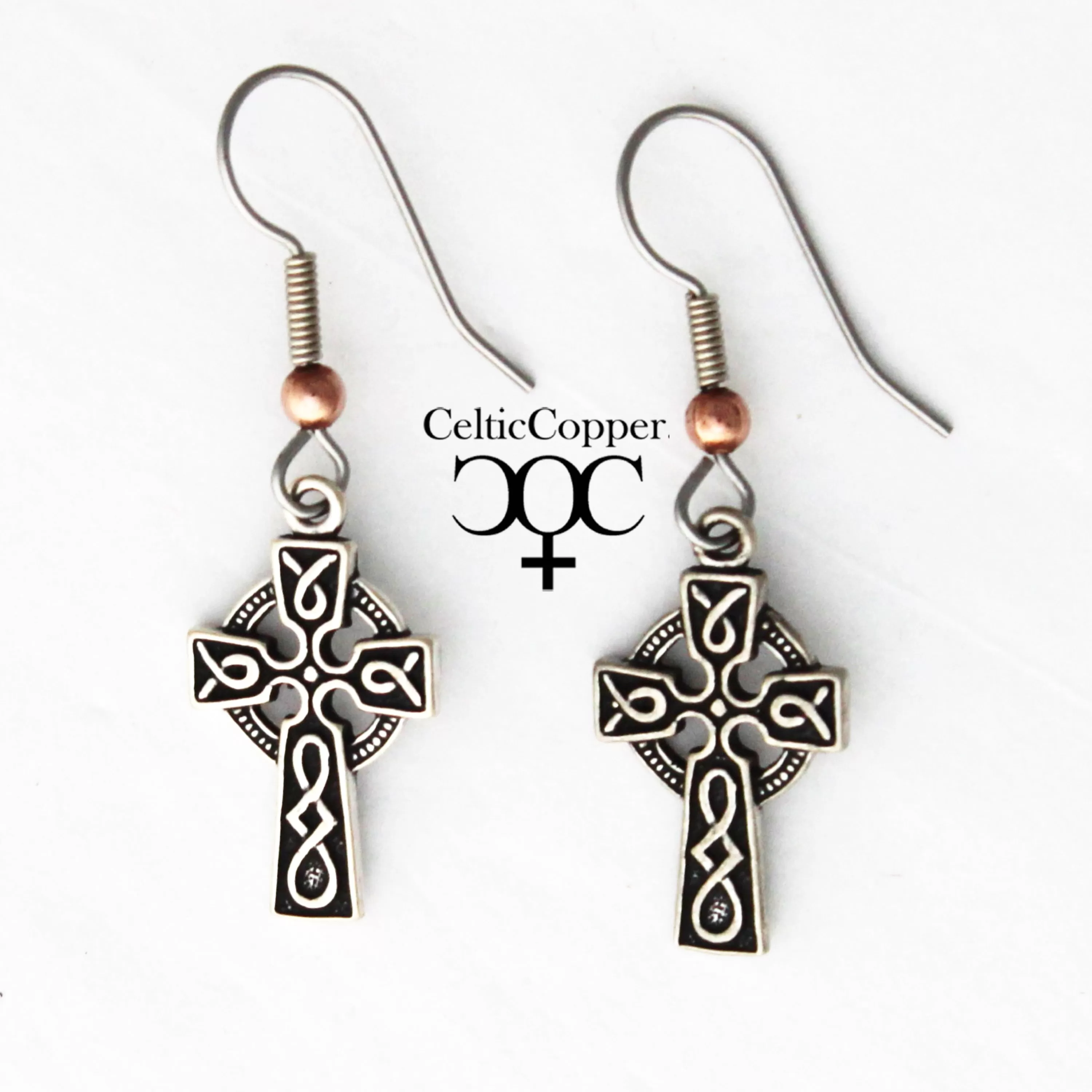 Sterling Silver Celtic Cross Knotwork Earrings Solid Sterling Silver Celtic Cross Earrings