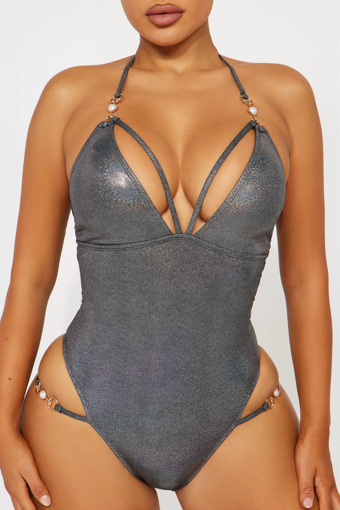 Stormi Shimmer Pearl 1 Piece Swimsuit - Black