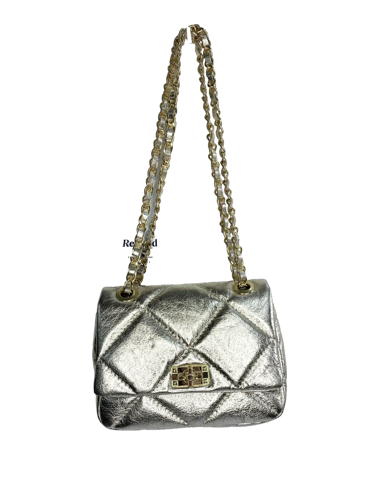 Vimoda Metallic Quilted Bag With Chain One Size