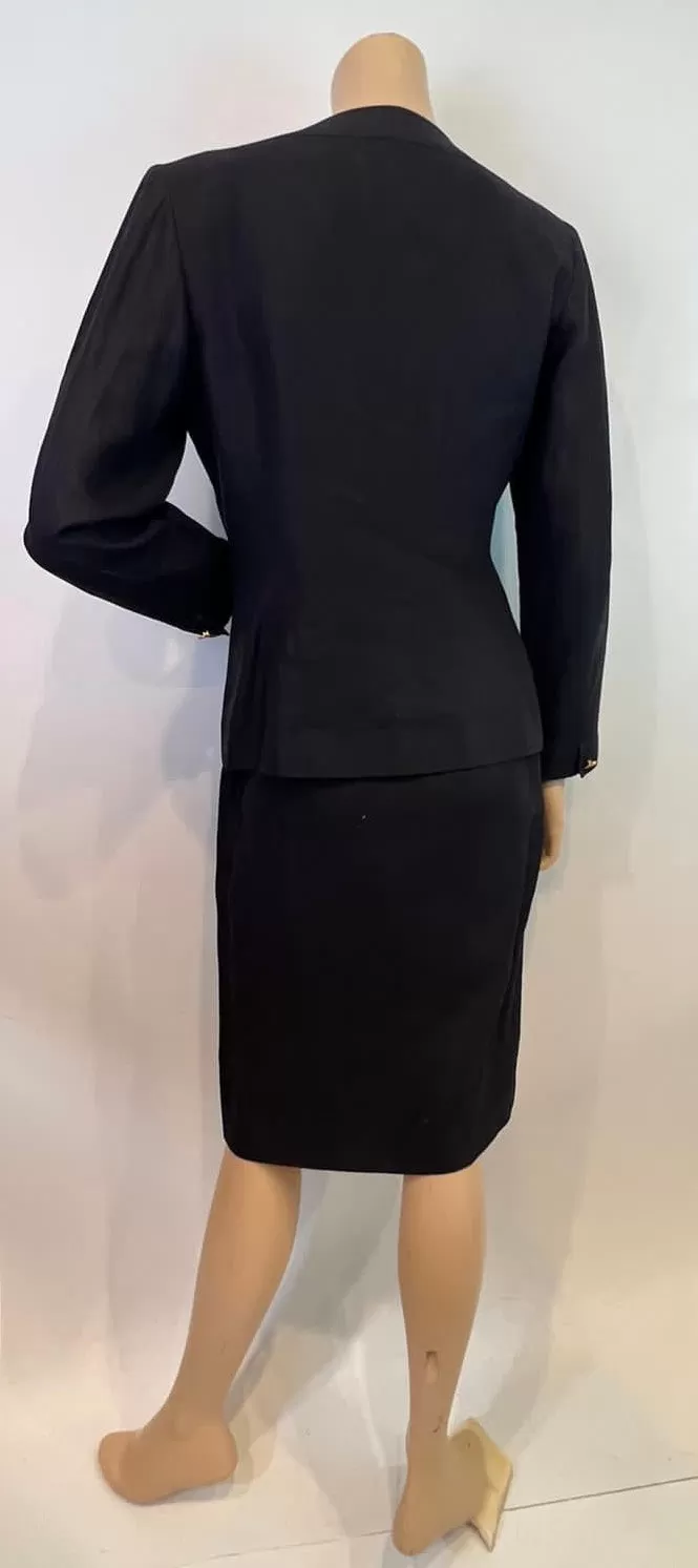 Vintage Chanel 1980’s Collection 15 Black Linen Skirt Suit US 2/4