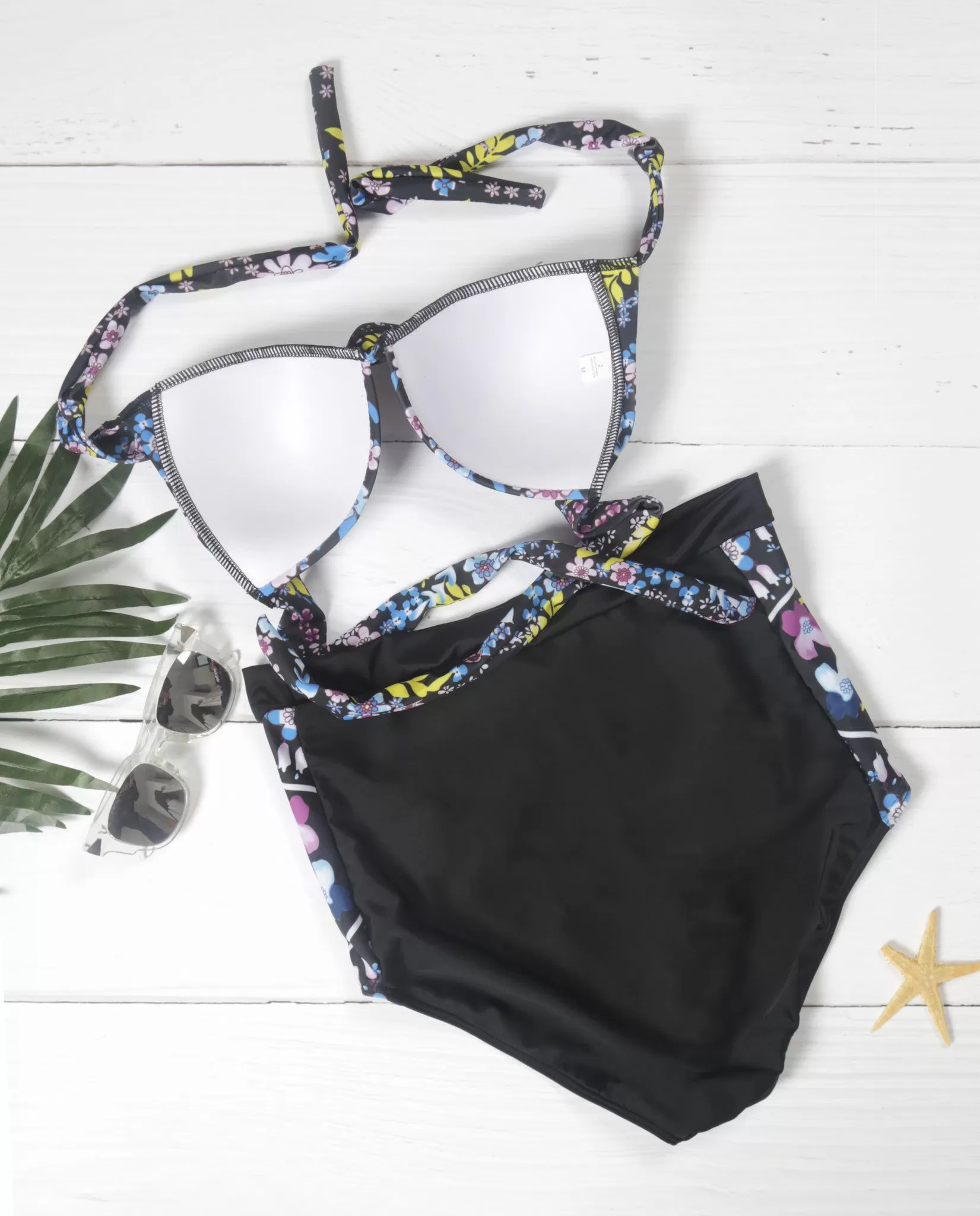 Vintage Floral Print High-Wasited Bikini Sets