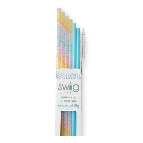 Wild Child & Aqua Reusable Straw Set by SWIG