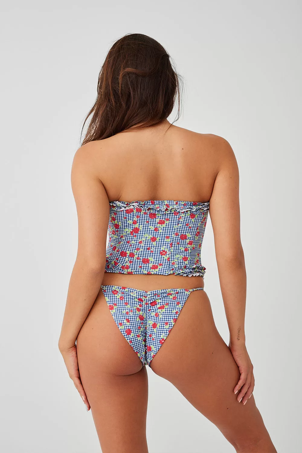 x GUIZIO Somer Floral Skimpy Bikini Bottom - Rose Gingham