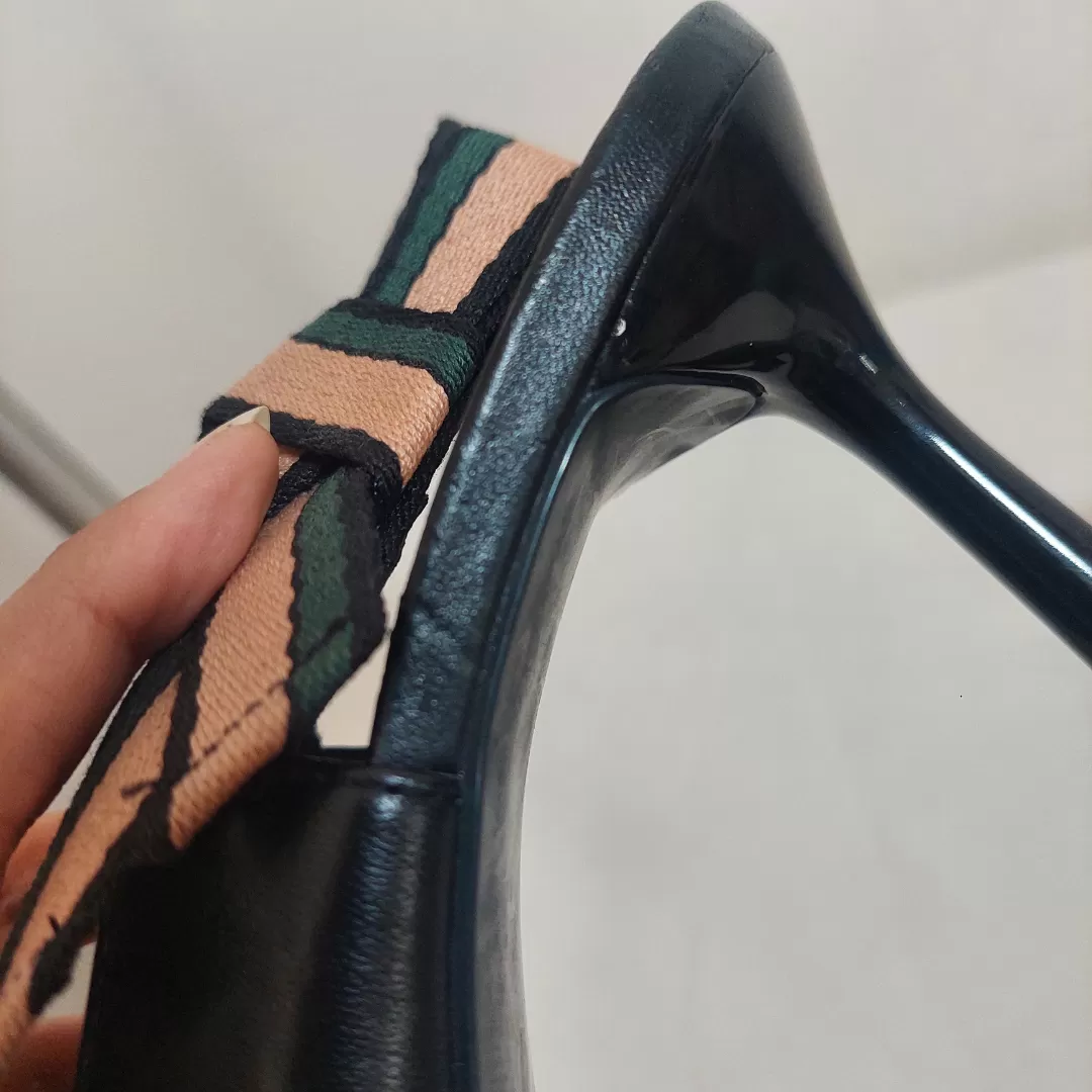 ZARA Black Pointed Side-bow Sling-back Heels | Pre loved |